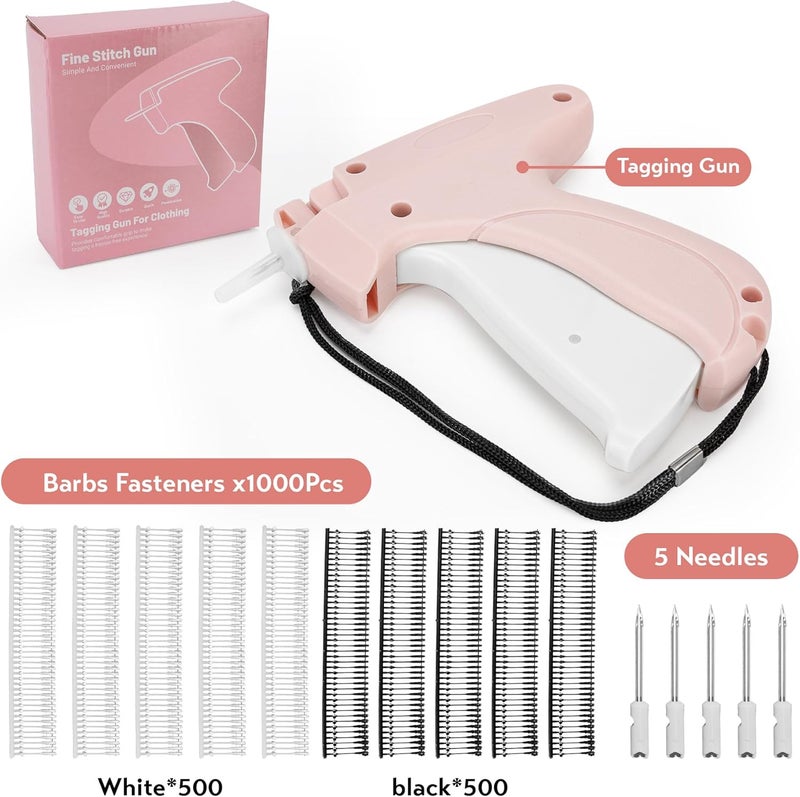 Fonwill Clothing Label Gun,Standard Retail Price Tag Labeling Gun Kit,Having 5 Needles, 1000 Micro Fasteners,Suitable for Store,Warehouse,Consignment,Yard Sale,etc.(Pink-1) - Image 5
